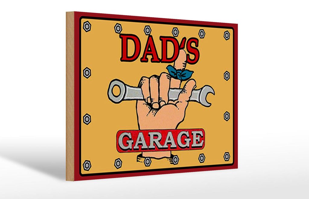 Holzschild Spruch 30x20cm dad ́s Garage Papa Werkstatt