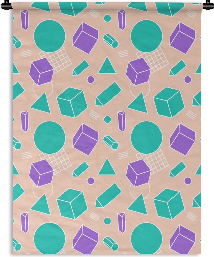 MuchoWow Wandteppich Wandbehang Vintage - Muster - Blöcke 150x200 cm Tapisserie Dekoration Wandtuch - Wandaufhängung - Moderner