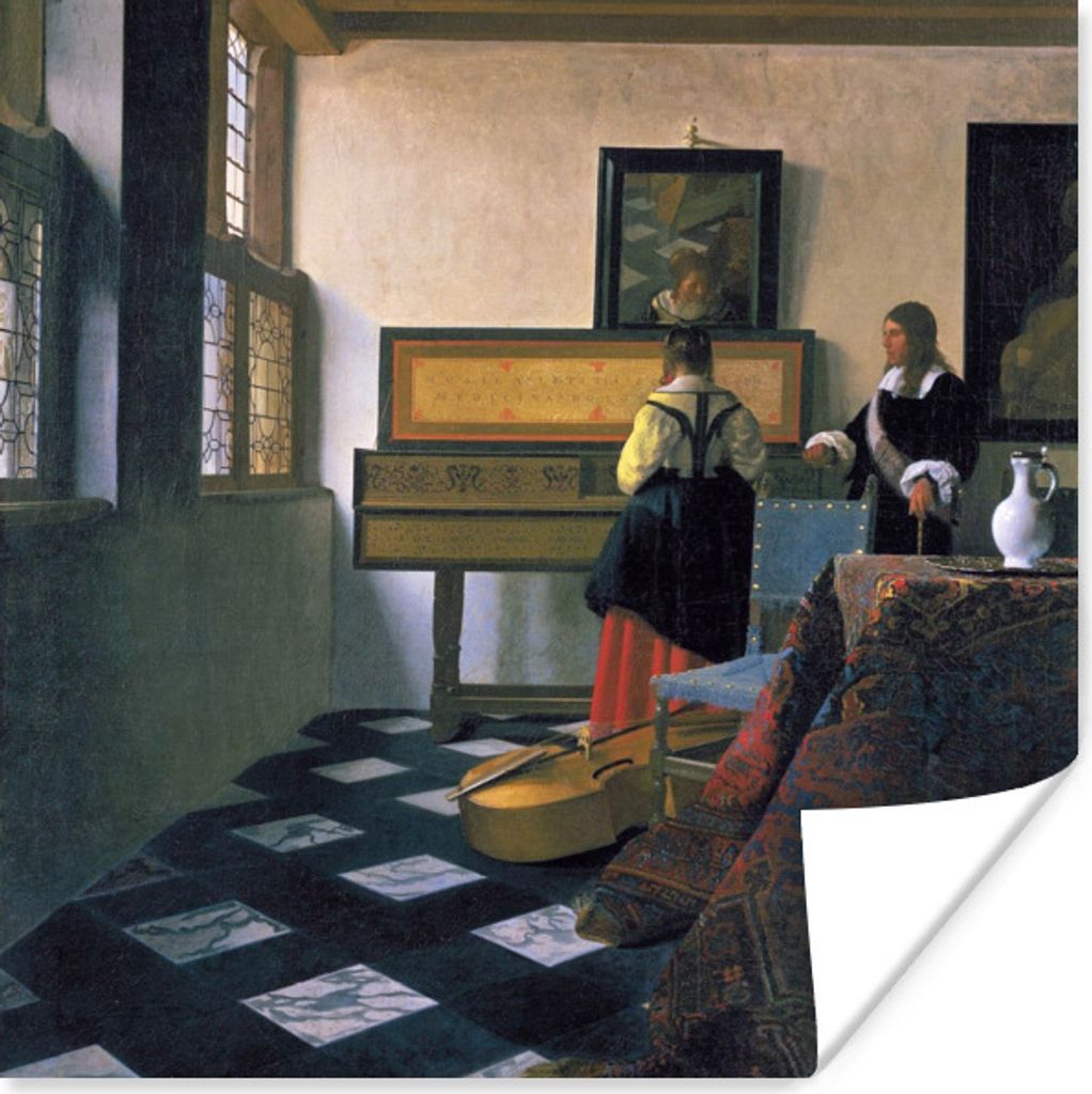MuchoWow Poster Die Musikstunde - Johannes Vermeer 100x100 cm - Babyzimmer