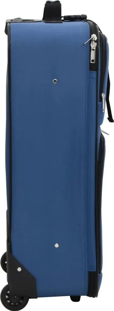 Set de 5 valises bleu en tissu léger avec roulettes multidirectionnelles