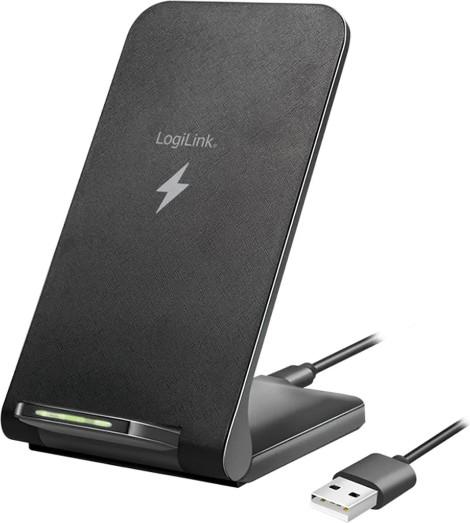 Chargeur sans fil rapide LogiLink 15W induction pour smartphone noir