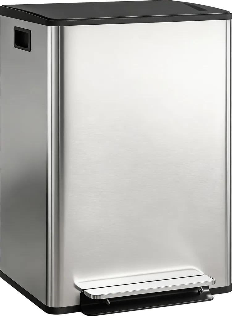 HOMCOM Poubelle Double 2x30L en Acier Inox Argent avec Seaux Amovibles