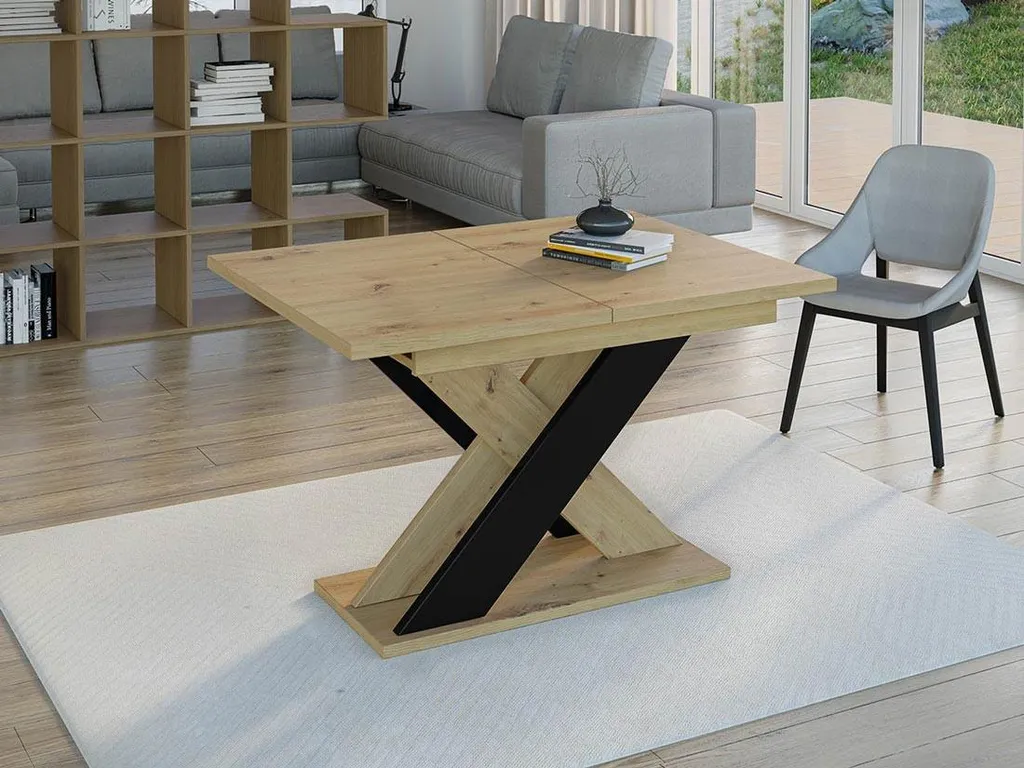 Table à manger Tosca idéale petits espaces extensible bois et noire - 3