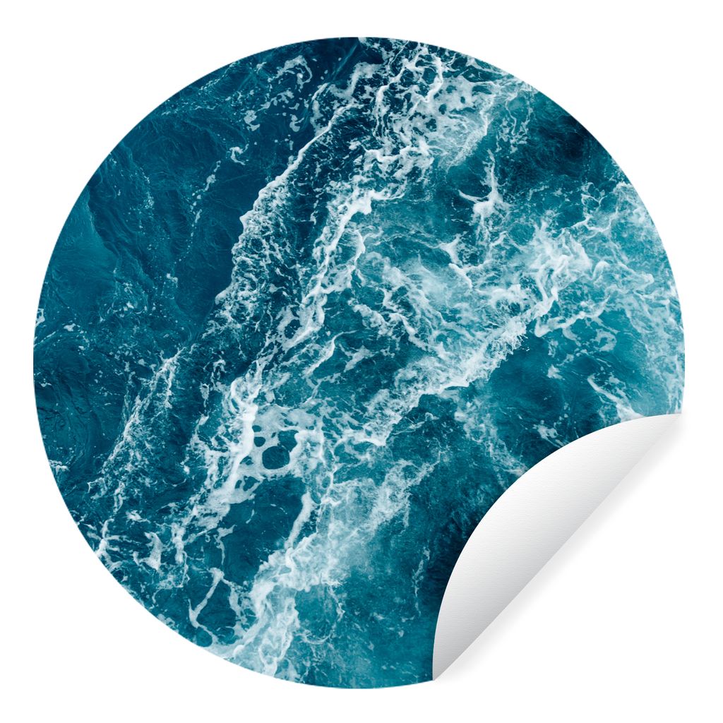 MuchoWow Runde Wandtattoo - Wandsticker Tapete Aufkleber Meer - Wasser - Golf Ø 50 cm Selbstklebend und Repositionierbar - Wandaufkleber - Kreis...