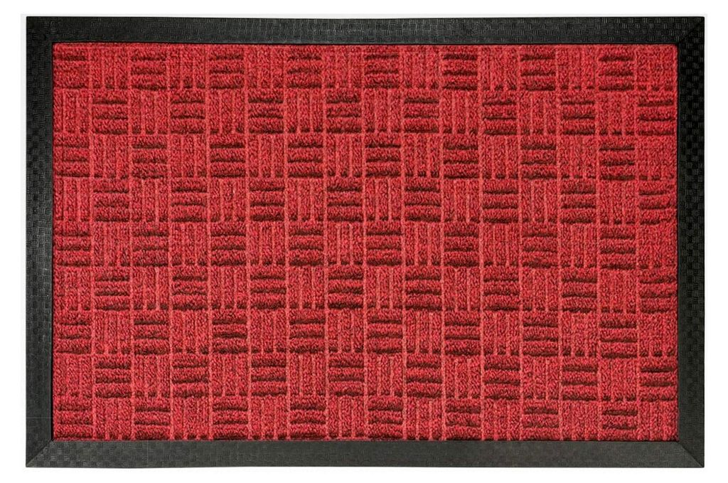 Fußmatte für Innen und Außen 45 x 75 cm, Rot - rutschfeste, wetterfeste Türmatte mit robusten Borsten