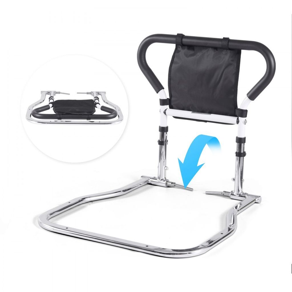 Aufstehhilfe für Senioren - Bettgitter mit Handlauf & Tasche - Bettgriff Höhenverstellbar 490 bis 515 mm - Schutzgeländer für Queensize-, Doppe...