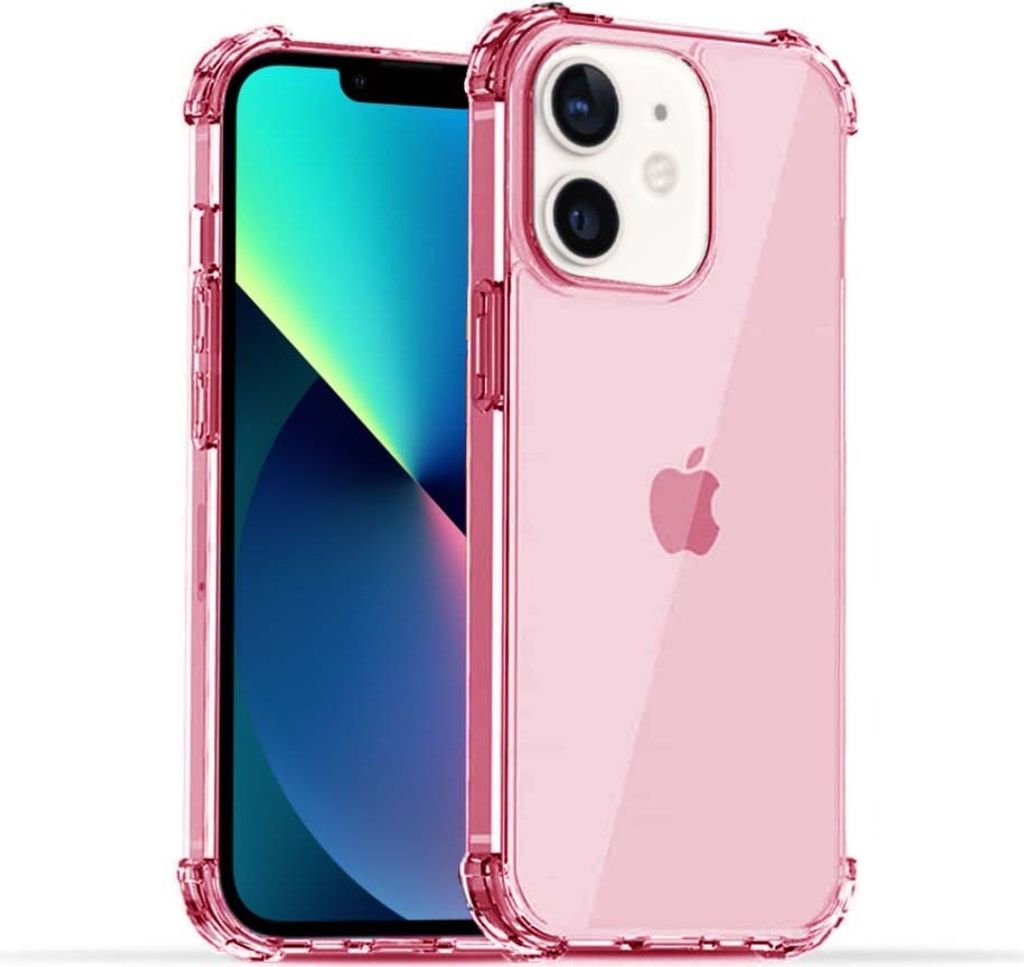 Smartphonica iPhone 12 Mini transparente stoßfeste Silikonhülle mit Bumper - Hellrosa
