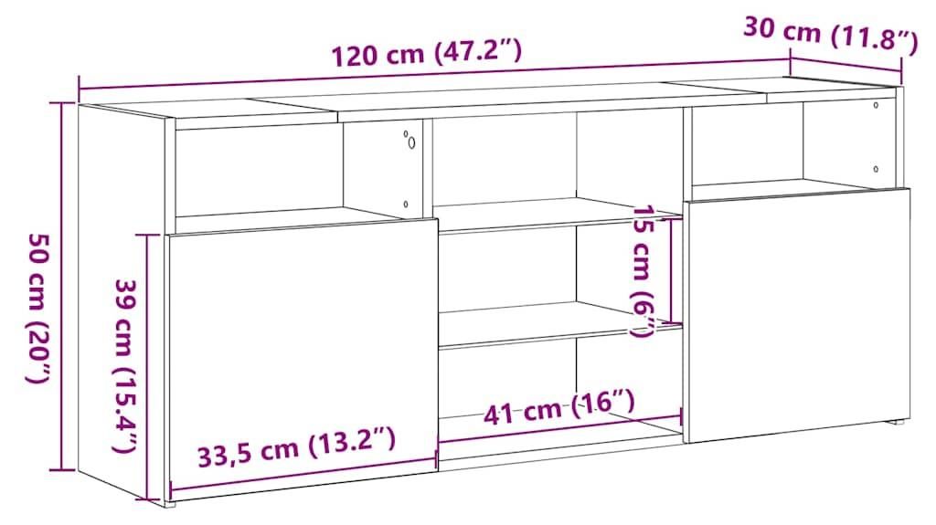 vidaXL TV-Schrank mit LED-Leuchten Betongrau 120x30x50 cm Produktbild 