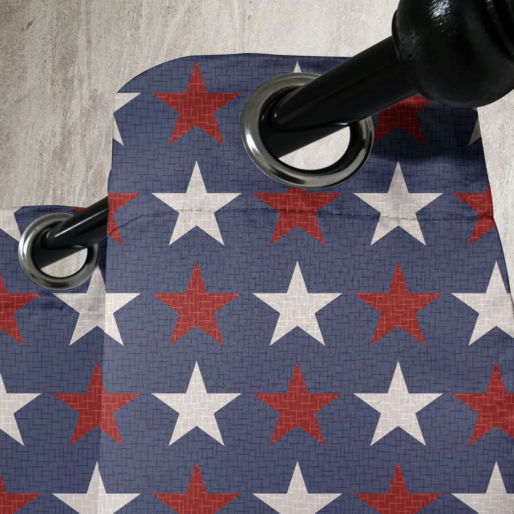 ABAKUHAUS Tenda con occhielli Primitive Land, stelle simmetriche Stati Uniti Independence Freedom Theme Print, tende decorative a 2 pannelli, 280 cm x 225 cm, blu scuro bianco rubino - 5