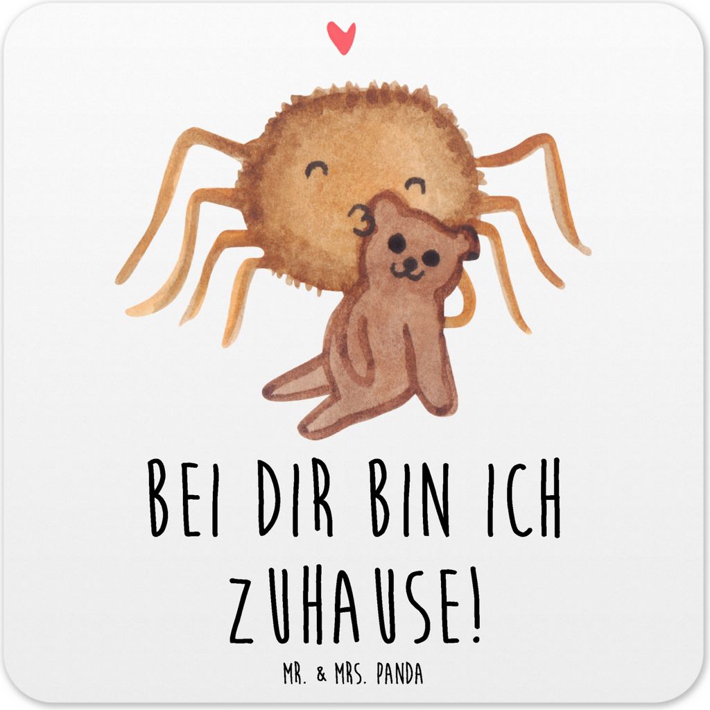 Mr. & Mrs. Panda Untersetzer für Gläser Spinne Agathe Teddy 10er Set - Weiß - Geschenk, Freundschaft, Dankeschön, Kunststoff, Tassenuntersetzer...