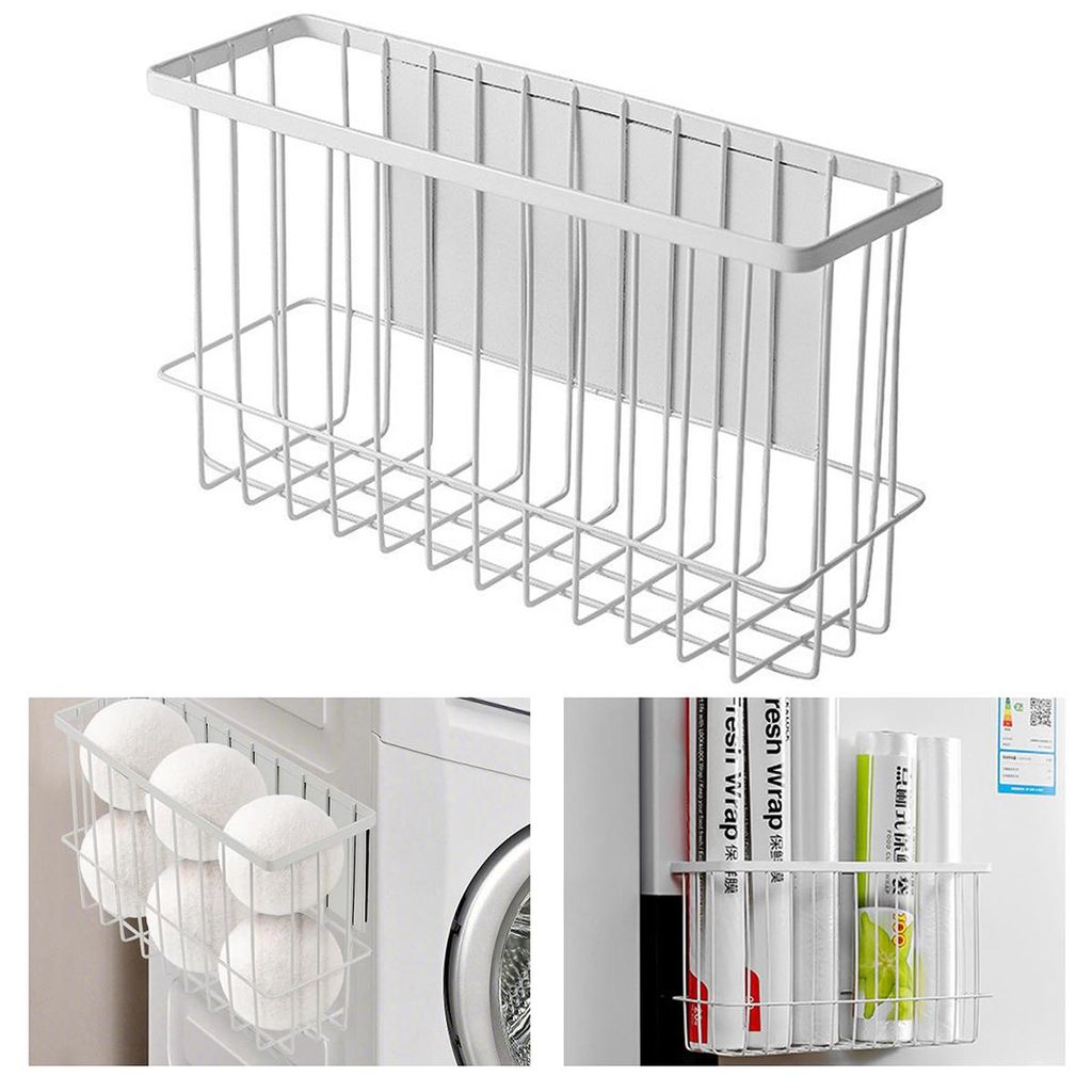 Wandregal mit Magnet,Lint Bin Korb aus Metall,Wandregale für Trocknerbälle, Handtücher, Küchenzubehör, 25,5 × 15 × 7,5 cm