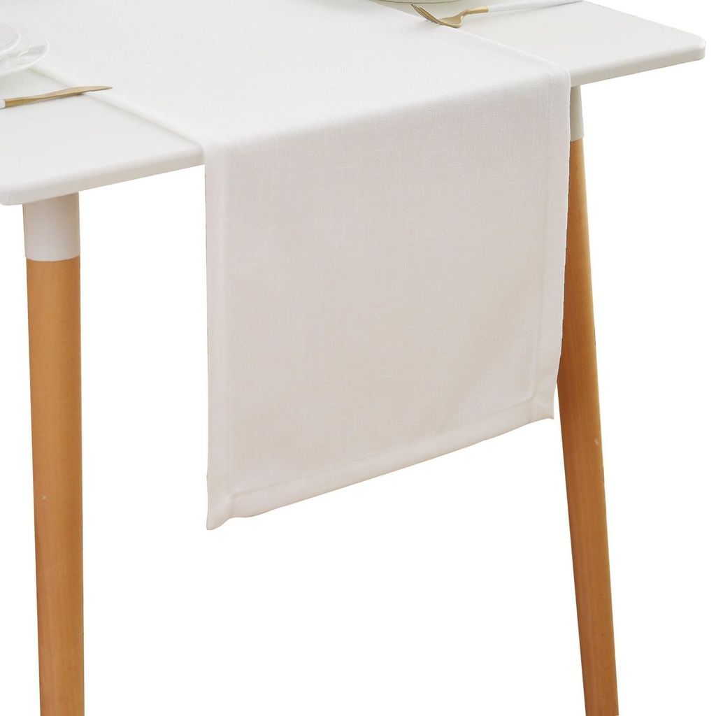 UnboxG Tischläufer Weiß 30x120 cm, Leinenoptik, Produktbild 