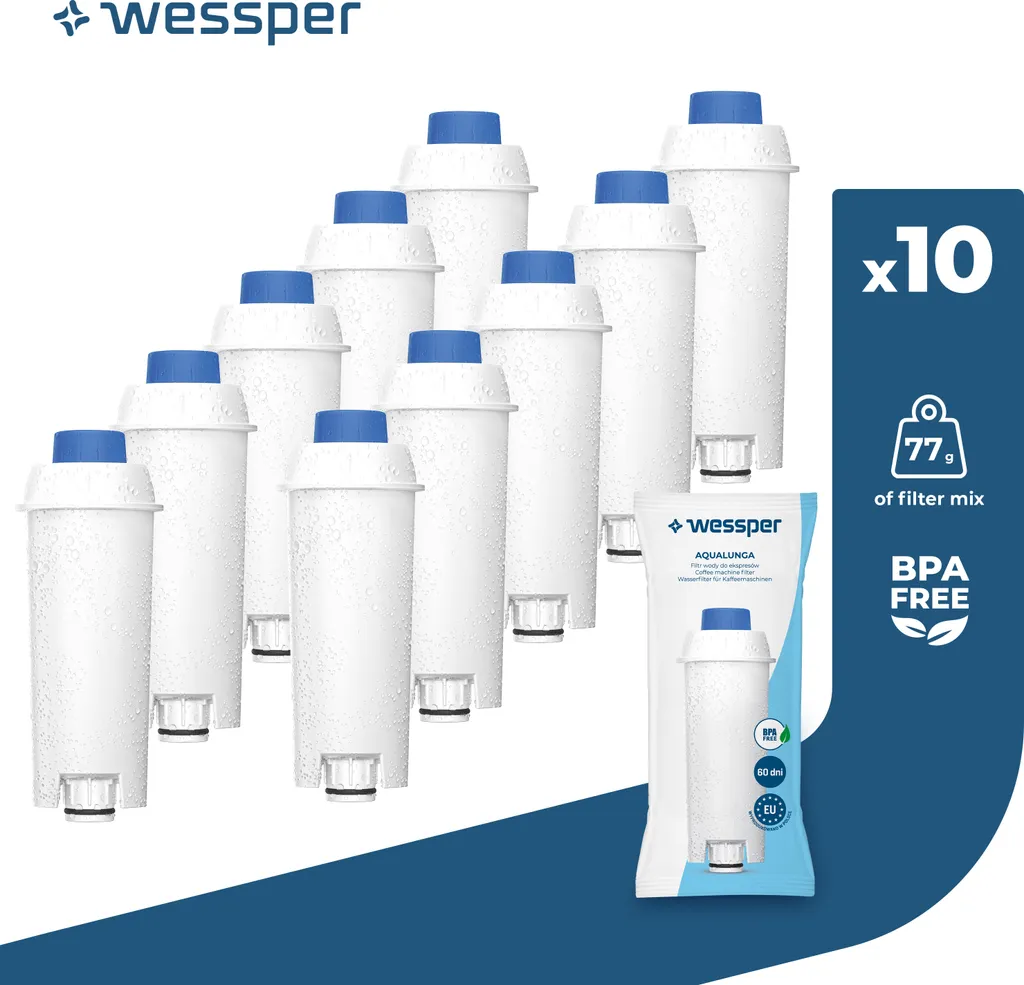 Cartouche Wessper AquaLunga Anti-Calcaire pour DeLonghi SER3017 Pack de 10