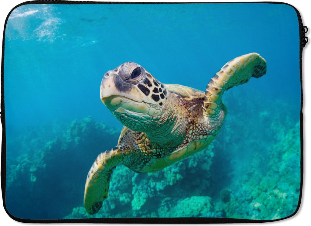 MuchoWow Laptop Hülle 13 Zoll Meeresschildkrötenschwimmen auf Hawaii Laptoptasche - Laptophülle - Sleeve - Rundumschutz