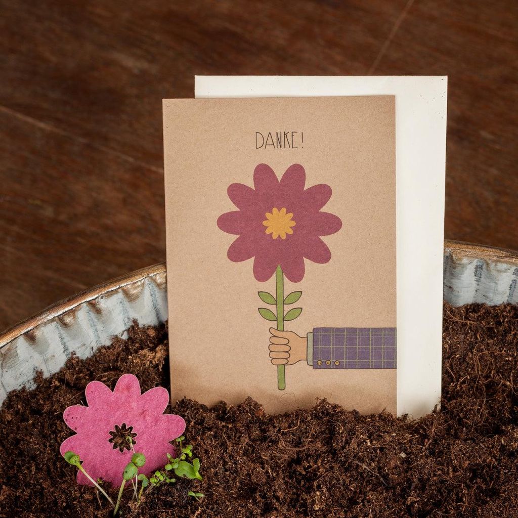 Dankeskarte Blume mit Saatpapier Nachhaltige Grußkarte zum Einpflanzen Wachsende