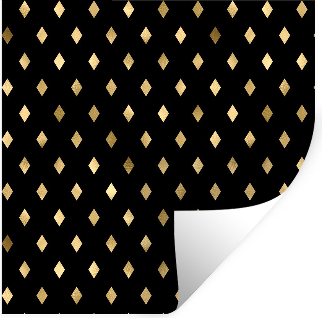 MuchoWow Wandtattoo Wandsticker Wandaufkleber Muster - Gold - Kariert 80x80 cm Selbstklebend und Repositionierbar - Wierderverwendbar - Selbstkle...