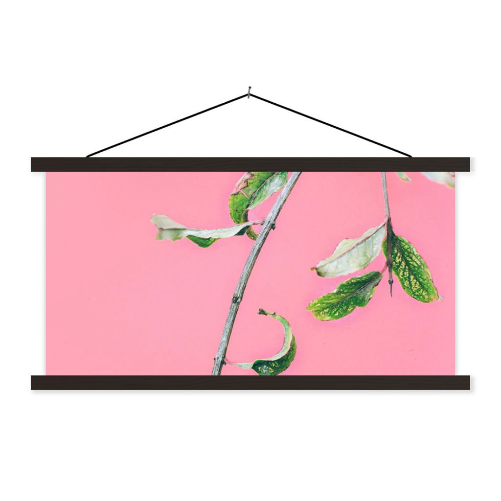 MuchoWow Textilposter Pflanzen - Sommer - Rosa 150x75 cm mit schwarzem Rahmen - Posterleiste