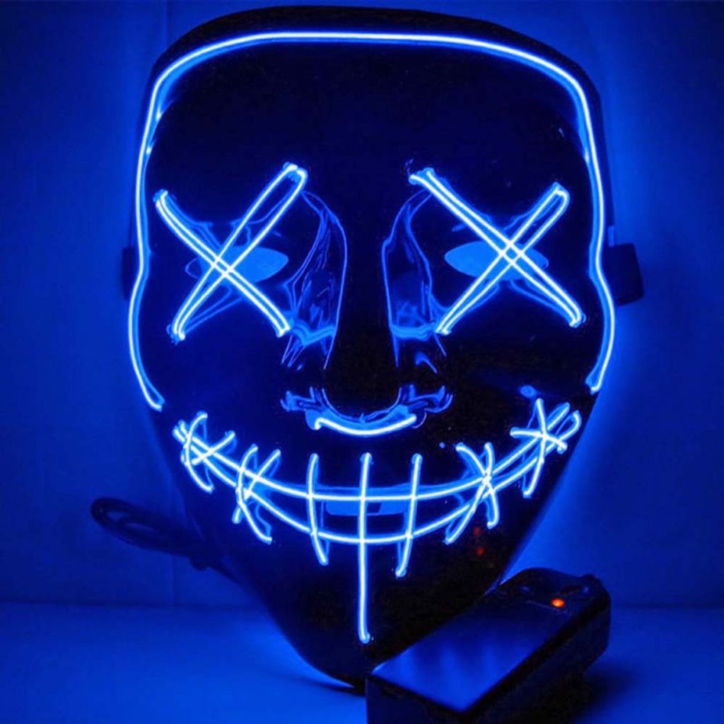 LED Grusel Maske Halloween Leuchtmaske Purge Style für Produktbild 