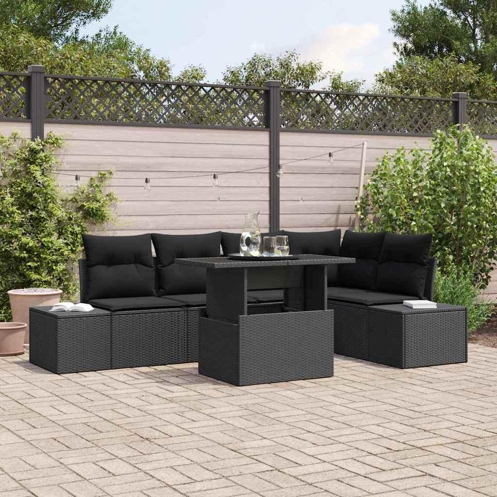Maison Exclusive - Garten-Sofa-Set mit Kissen 6 pcs Schwarz Poly Rattan