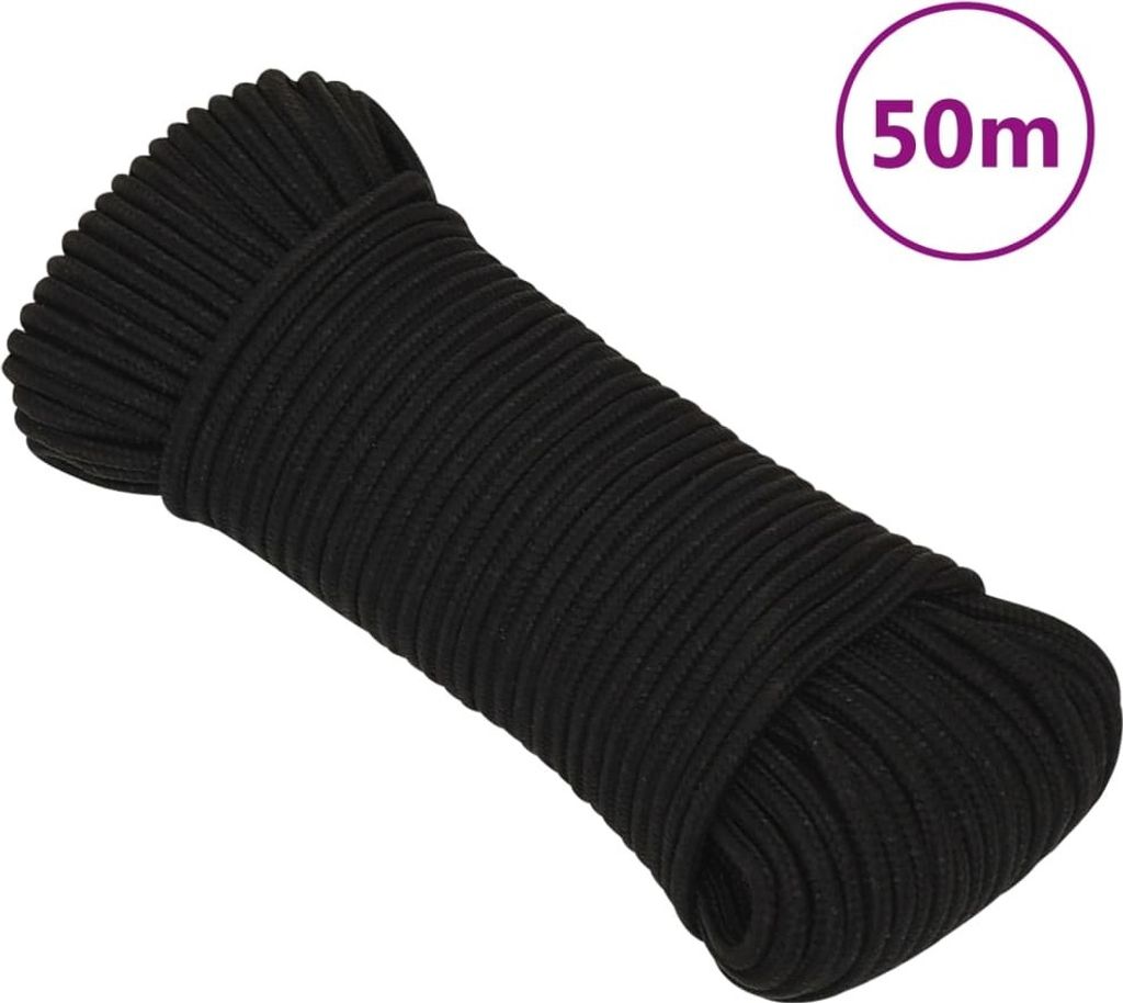 The Living Store Arbeitsseil Schwarz 3 mm 50 m Polyester