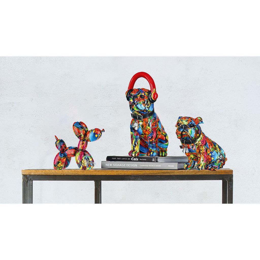 Gilde Mops "Street Art" sitzend Kunstharz mehrfarbig 36054