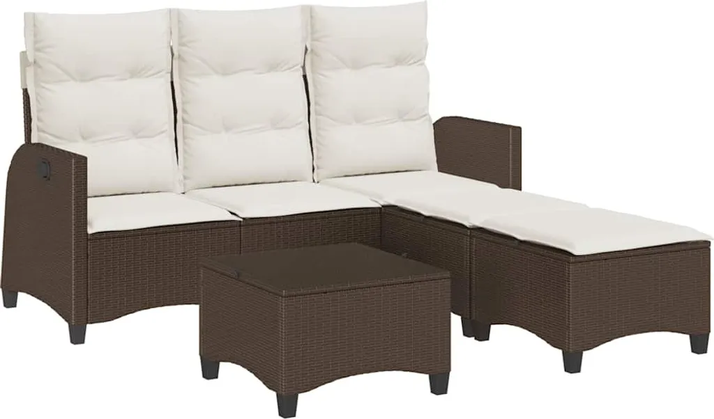 Salon de jardin en polyrotin marron durable avec coussins d'assise 3pcs