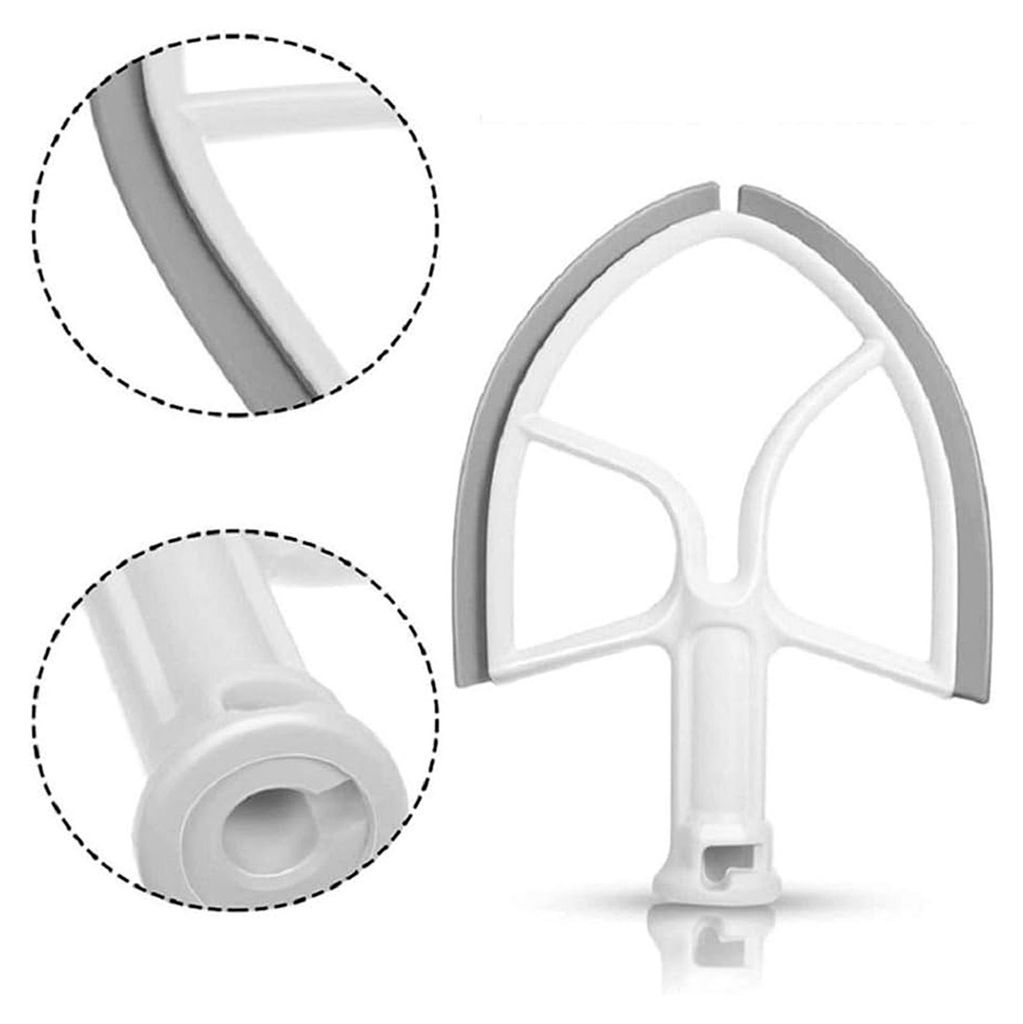 Flexibler Kantenschläger aus silikonbeschichtetem Metall für Küchenmaschinen, flacher Kunststoffaufsatz