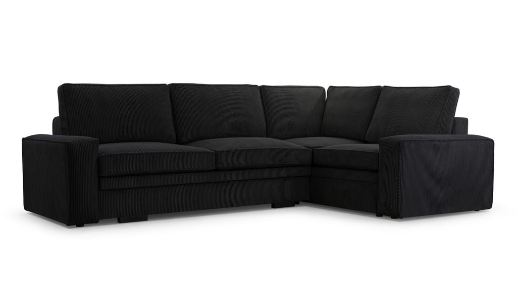 AX LIVING Cord Schlafsofa schwarze Ecksofa Treville Schlaffunktion R