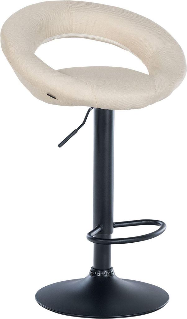 Barhocker mit Stoffbezug – Barhocker – Höhenverstellbar für Komfort und Ergonomie. Farbe: Creme | Grundfarbe: Schwarz