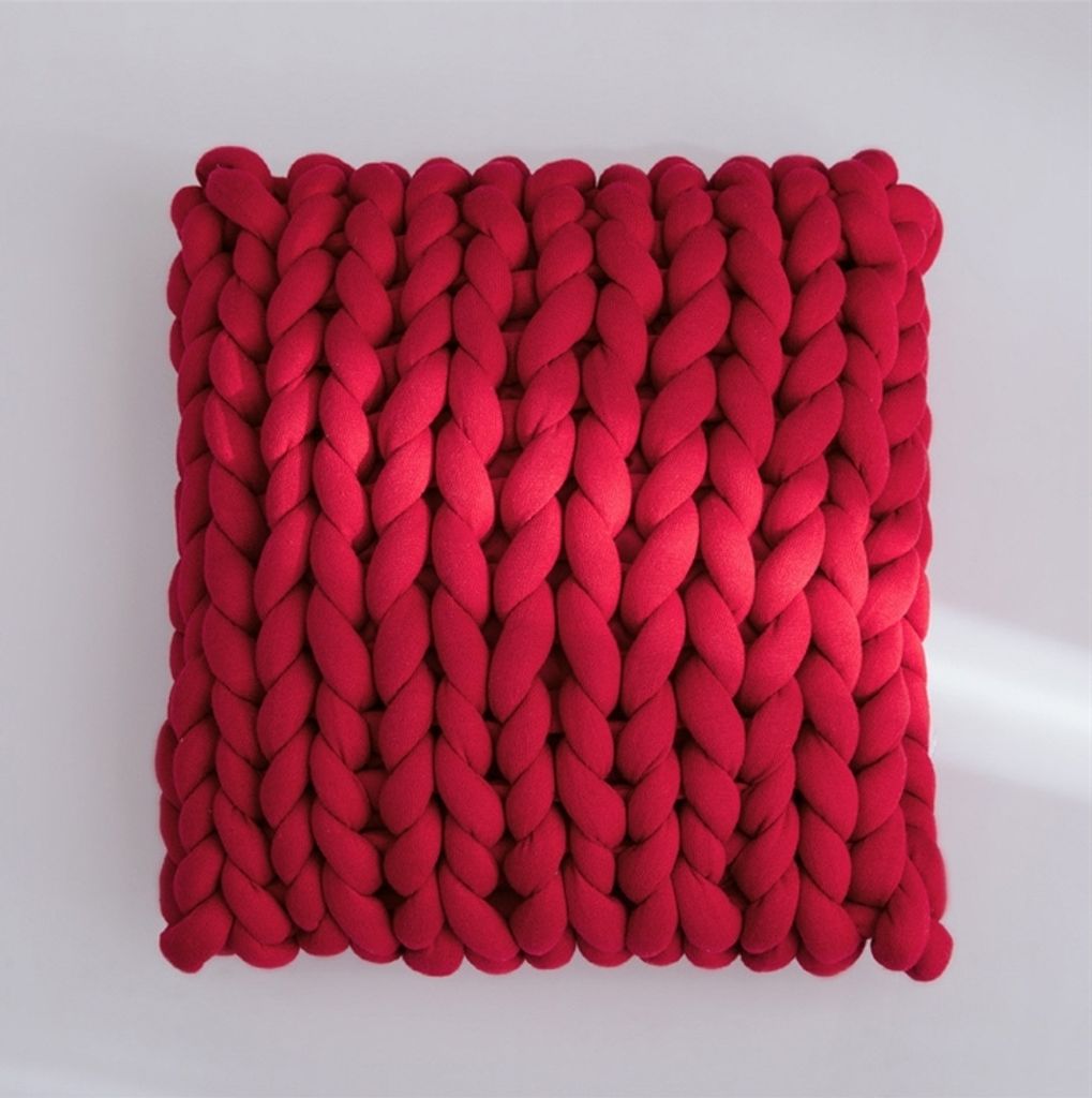 50x50 cm Dekokissen Gestricktes Kissen Sofakissen Bettkissen Handgestricktes Kissen, Rot