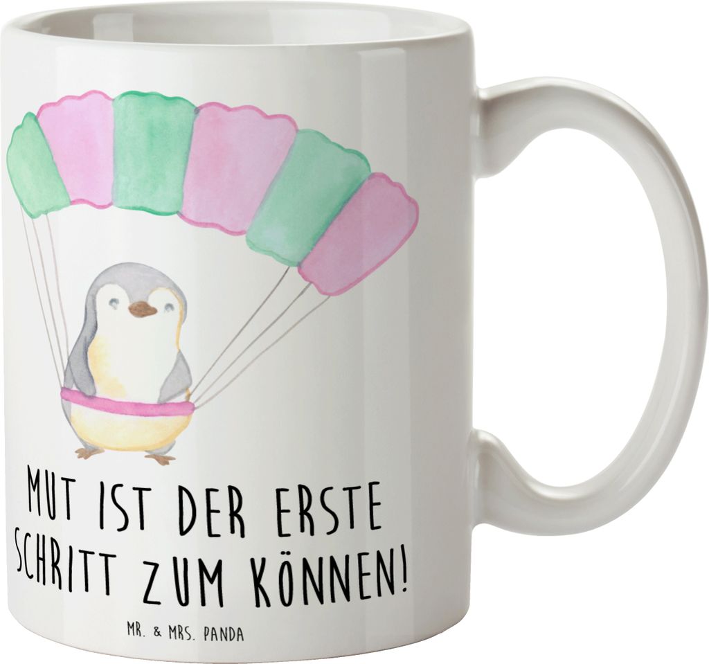 Mr. & Mrs. Panda Kaffeetasse Sich in einer neuen Sportart versuchen - Weiß - Geschenk, Teetasse, Inspiration, Können, Erfolg, Herausforderungen, ...