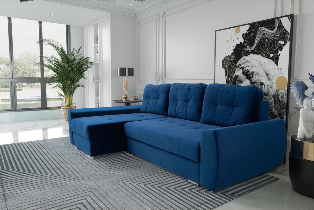 MEBLINI Schlafcouch mit Bettkasten - Kleines Ecksofa mit Schlaffunktion - Sofa mit Relaxfunktion und Kissen - Kleine Couch L-Form - Eckcouch - FURL...
