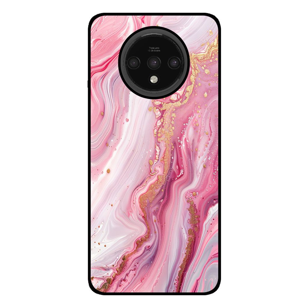 Smartphonica Telefon Fall geeignet für OnePlus 7T mit Marmor-Druck - TPU zurück Abdeckung Fall Marmor-Design - Rosa