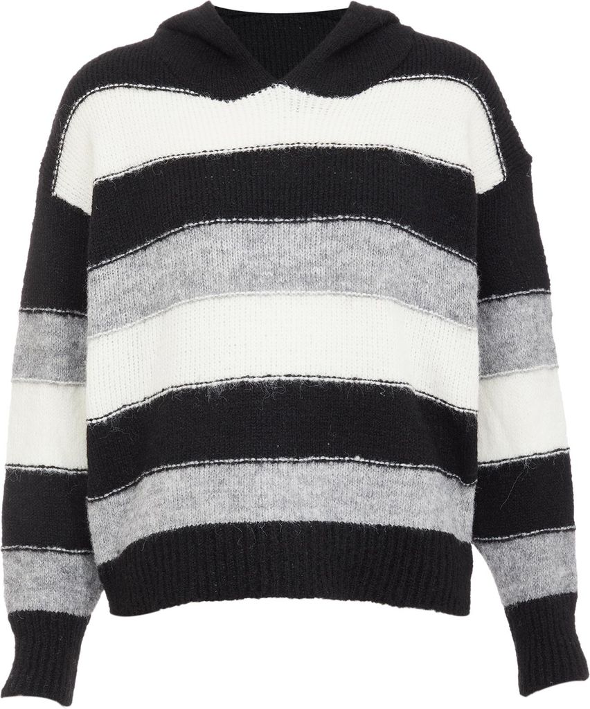 Jalene damen strickpullover - schwarz grau wollweiss, M