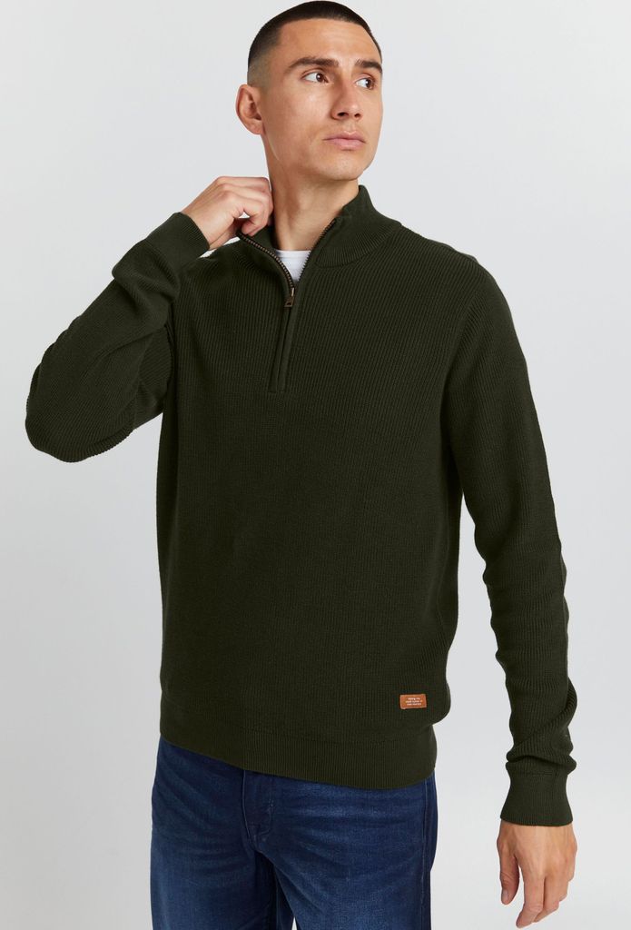 Blend BHCodford Herren Strickpullover Troyer Feinstrick Pullover mit Stehkragen und Reißverschluss