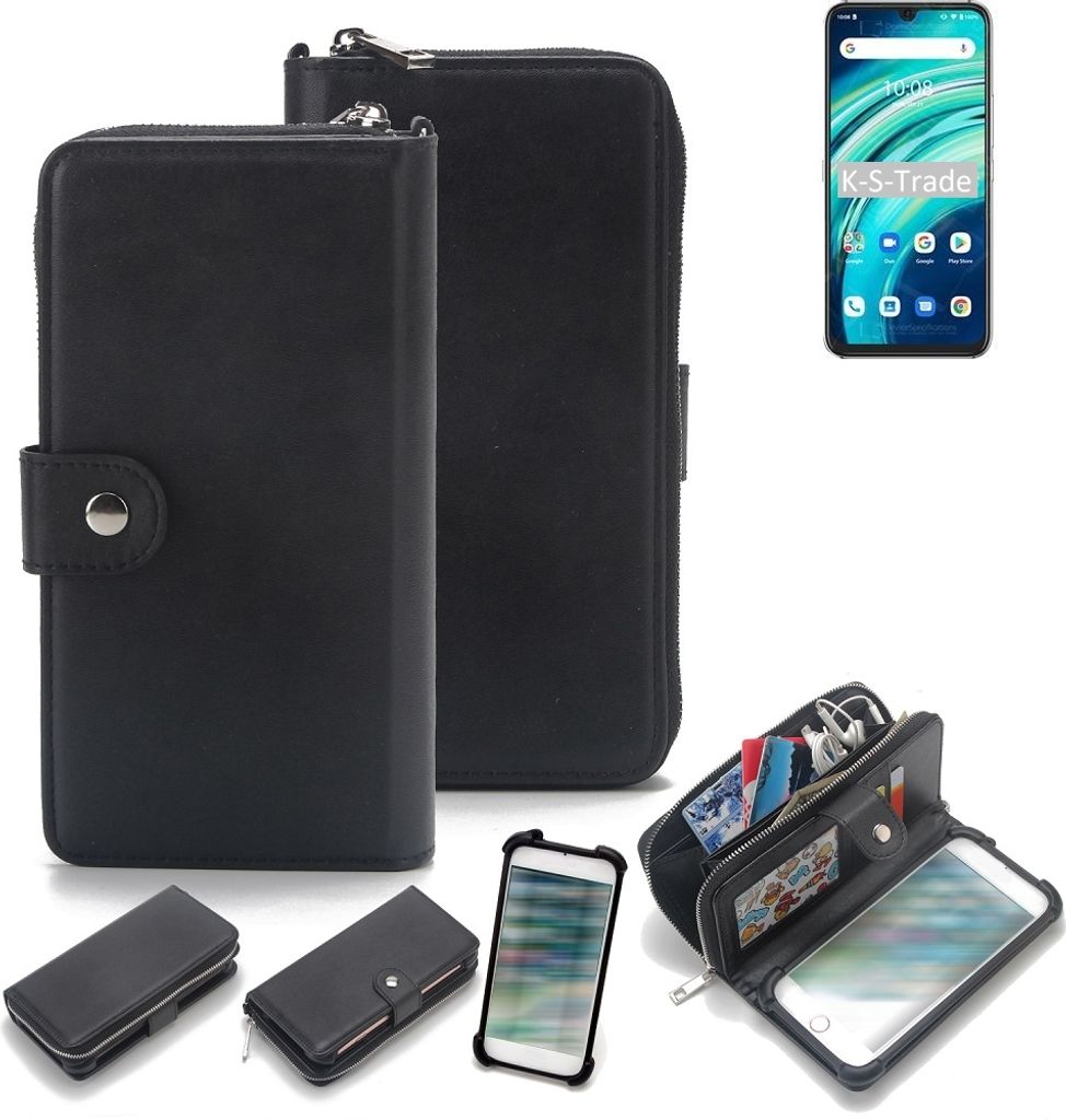 K-S-Trade 2in1 Handyhülle Schutzhülle kompatibel mit UMIDIGI A9 Pro & Portemonnee Cover Handy Hülle Case Etui Geldbörse Wallet Bookstyle Hülle