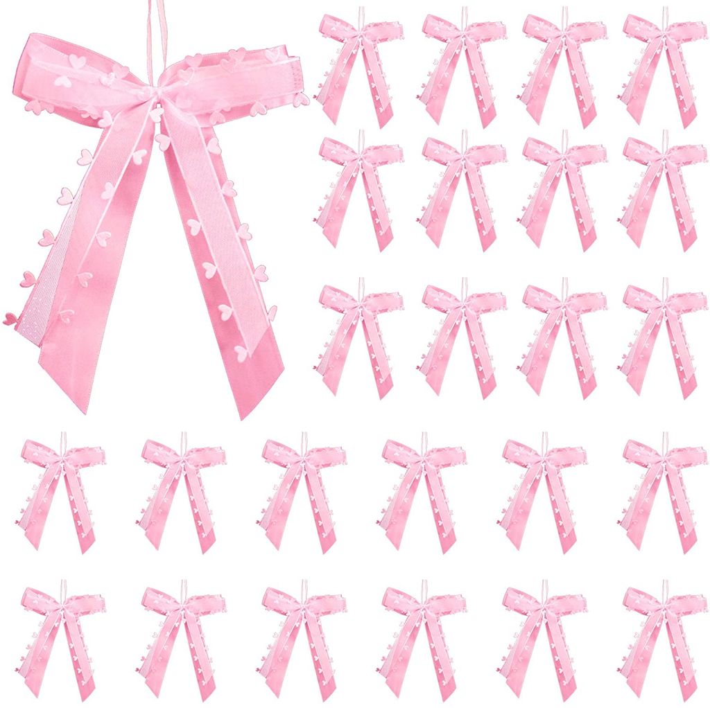 10x Hochzeitsauto Schleifen - Organza Mit Herzen Für Brautauto Dekoration