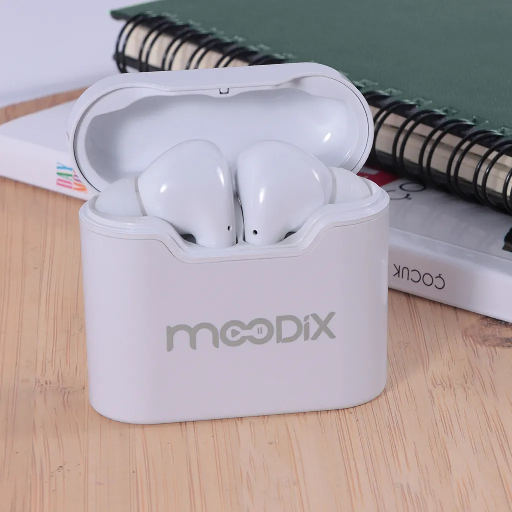Écouteurs Bluetooth Tactiles Moodix Blancs, Son HD et Micro Intégré
