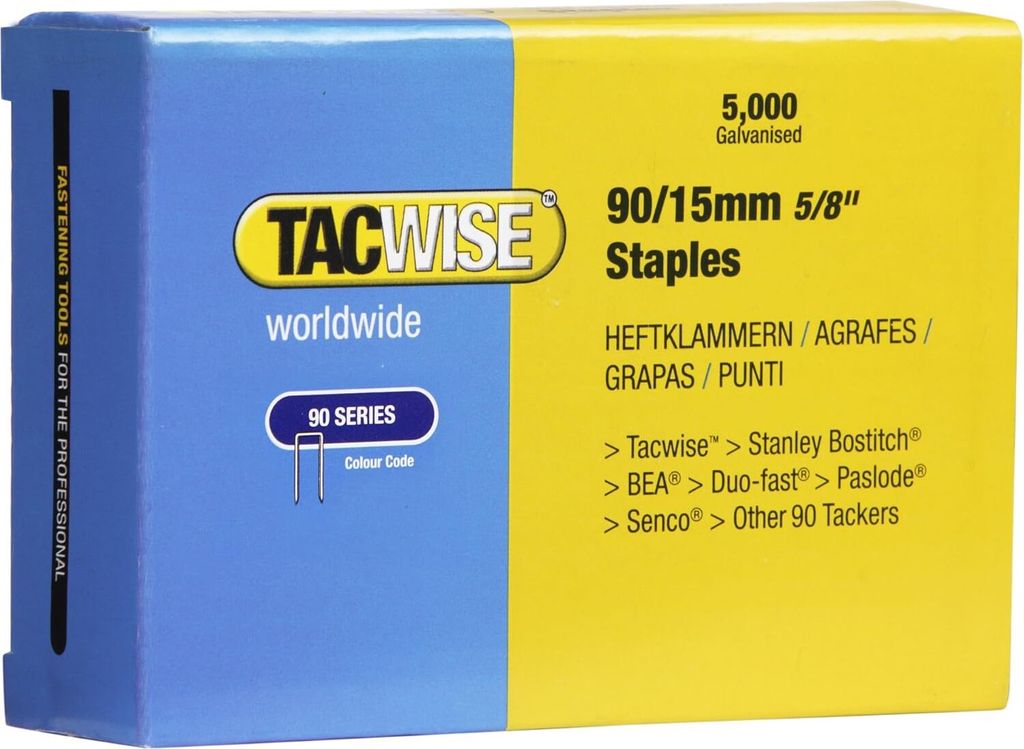 TACWISE Schmalrückenklammern 90/15 mm verzinkt 5.000 Stück