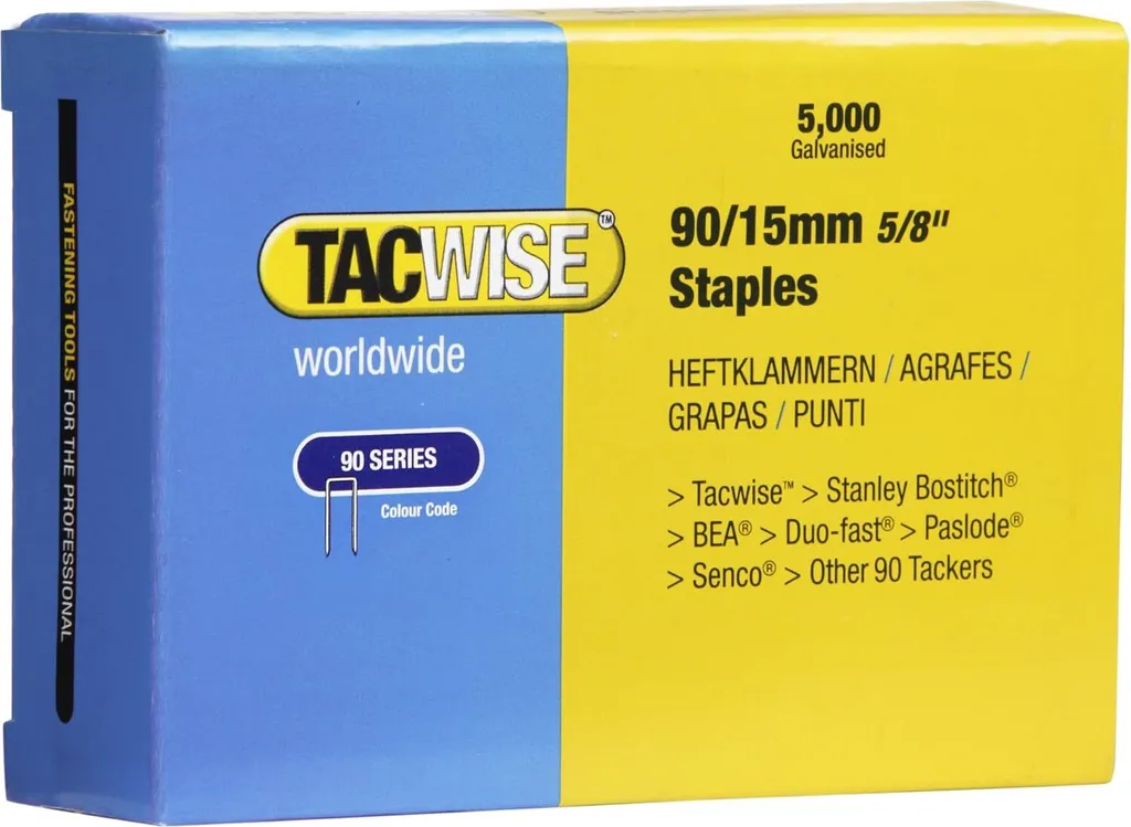 Tacwise 306 Type 90 15mm Staples | Zincati Alta Penetrazione | 5000 pz