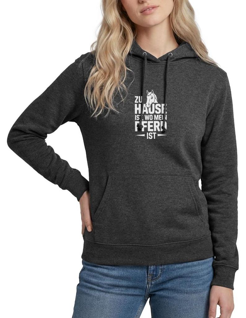 Spreadshirt Zuhause Ist Wo Mein Pferd Ist Damen Hoodie, M, Anthrazit