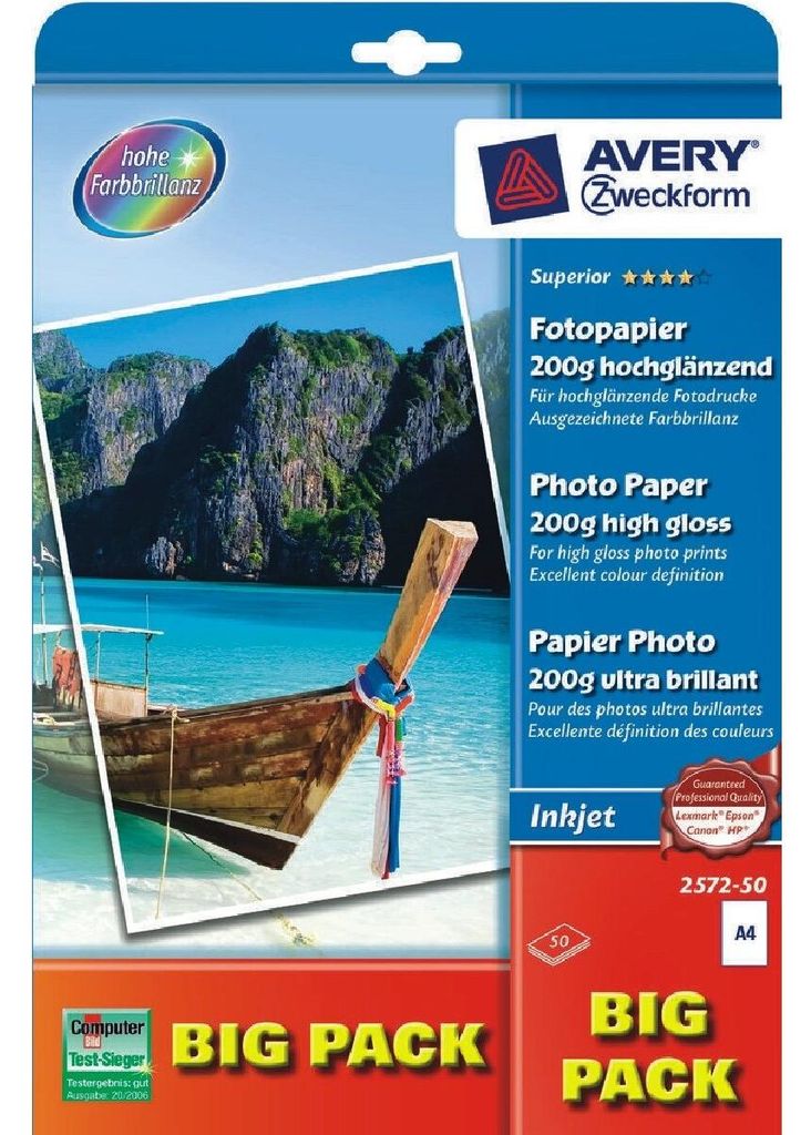 Avery 2572 50 carta fotografica A4 Molto lucida Immagine del prodotto 
