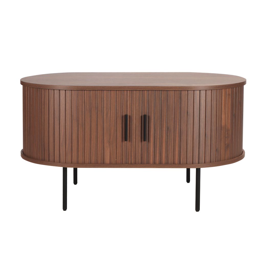 Möbilia Couchtisch/TV-Board | 2 Schiebetüren | B 100 x T 60 x H 55 cm | walnuss – schwarz | 32020010 | Serie LOWBOARD