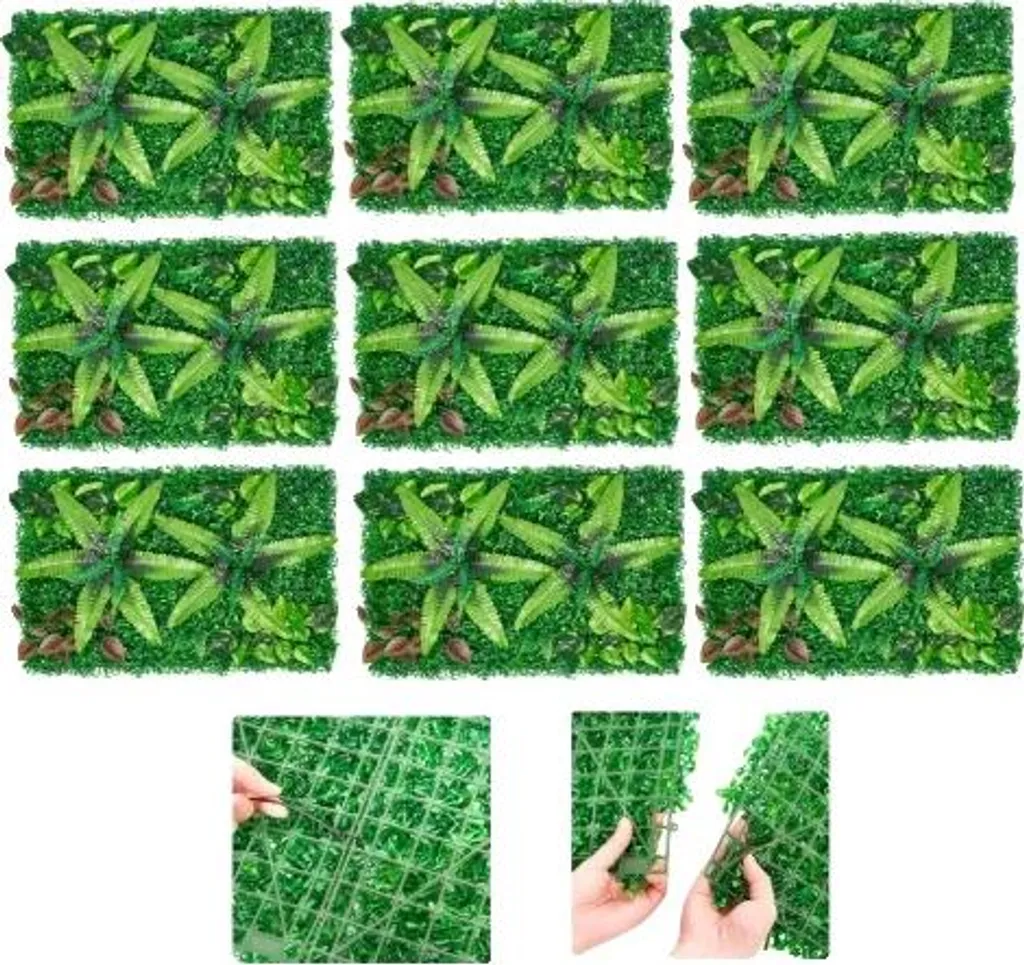 Panneaux végétaux artificiels vert militaire anti-UV 50x50cm Lot de 4
