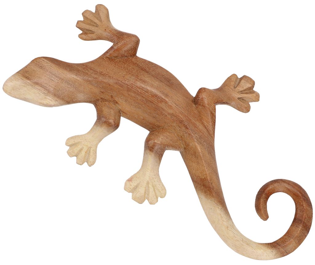 Geschnitztes Wandbild Deko Wandrelief Gecko - Groß (22*11*2,5 Cm), Braun, Holz, Masken & Wandschmuck