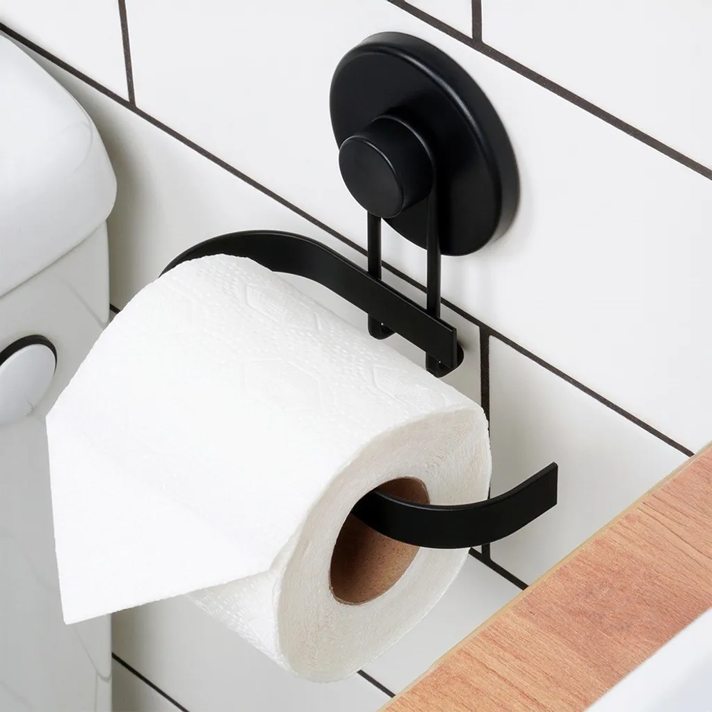 Portarotolo Ventosa Acciaio Nero - Supporto WC Professionale - 6