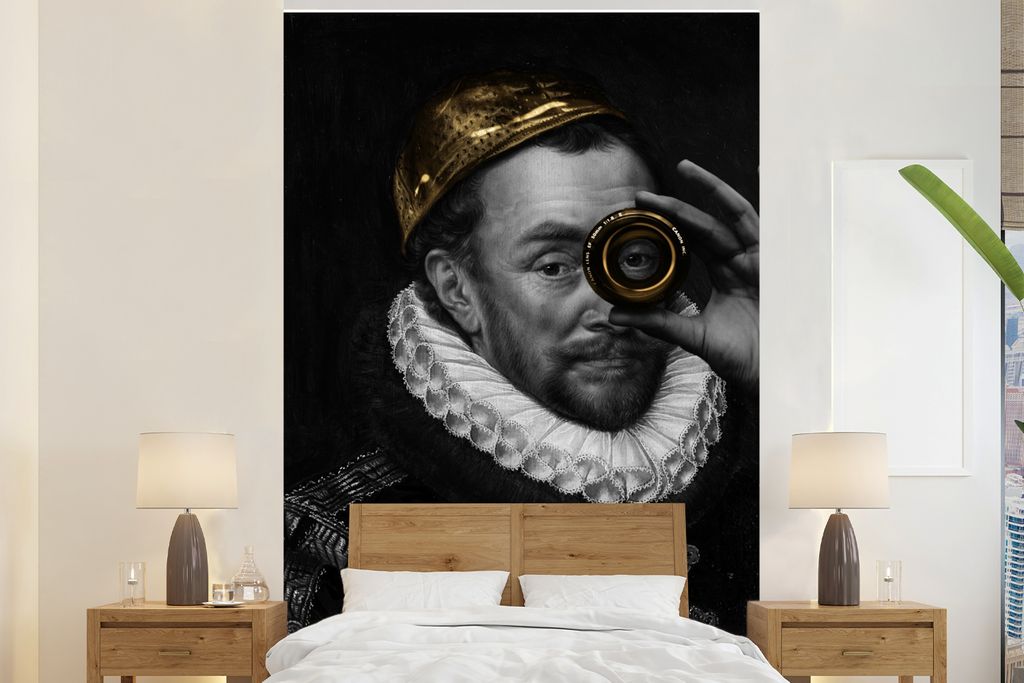 MuchoWow Fototapete für Wohnzimmer oder Schlafzimmer Wandtapete Vinyl Motivtapete Wilhelm von Oranien - Adriaen Thomasz - Gold - Linse - 170x260...