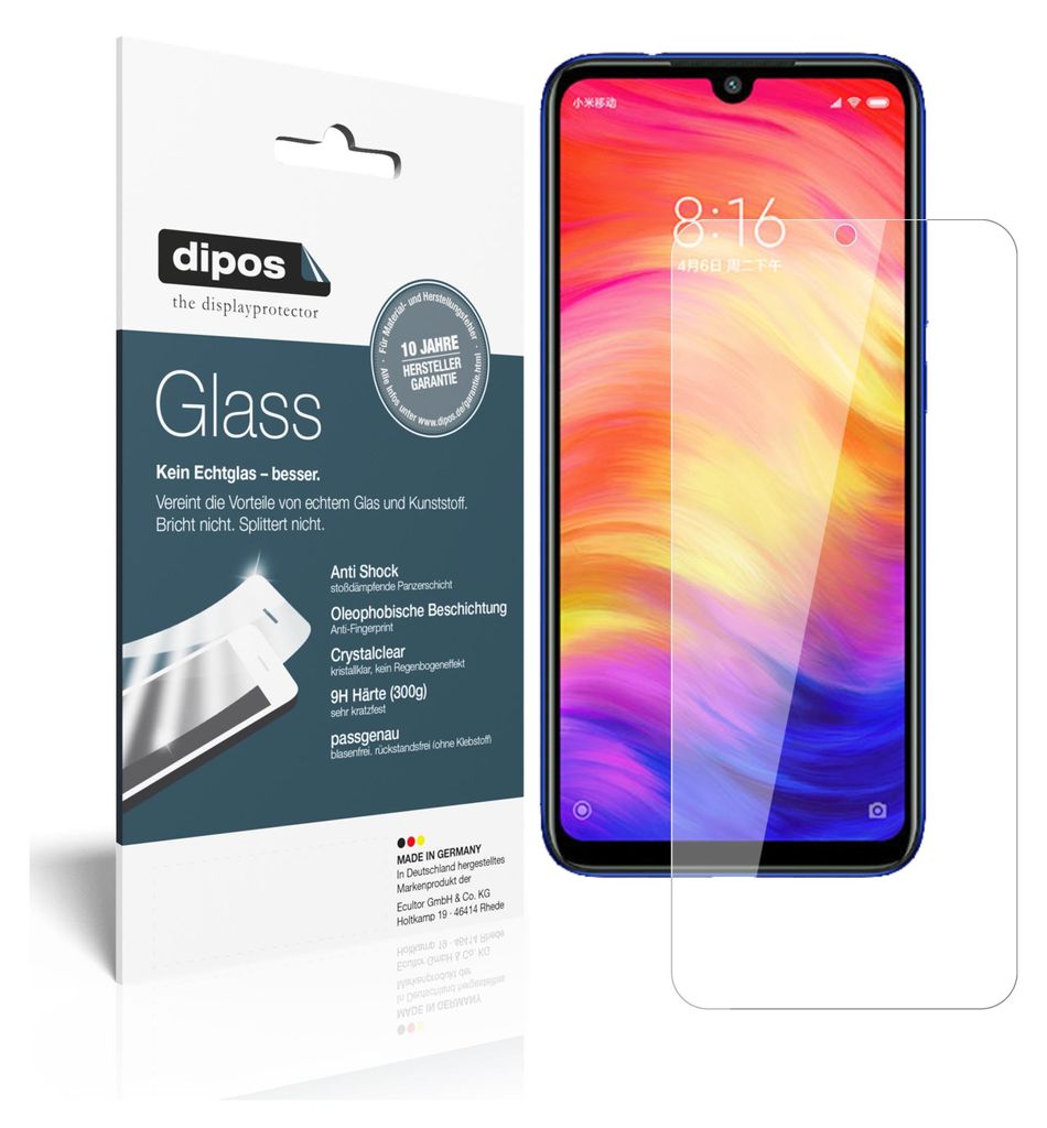 1+1x Schutzfolie für Xiaomi Redmi Note 7 - Anti-Shock 9H Produktbild 