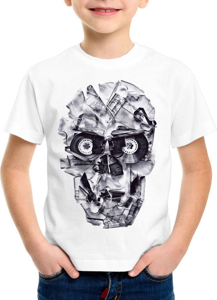style3 DJ Skull Kinder T-Shirt Tape 80er tape 80er kassette totenkopf