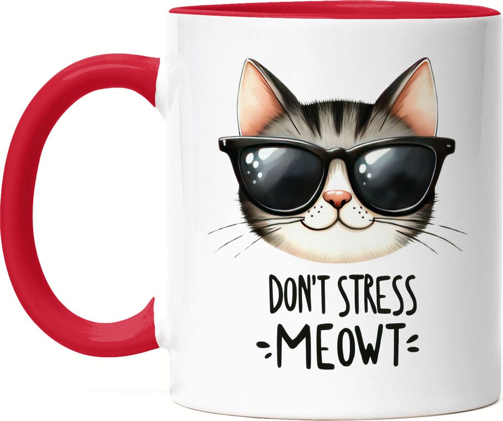 Don’t Stress Meowt Tasse Rot Katze Lustig Cool Geschenkidee für Katzenliebhaber